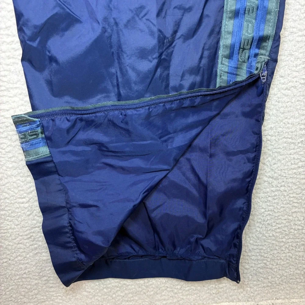 Y2K Adidas Baggy Track Pants Men M Blue Windbreaker Ankle Zip Sweatpants Vintage